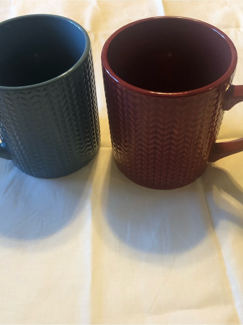Textured Ceramic Mugs - Set of 2 (Teal & Burgundy)